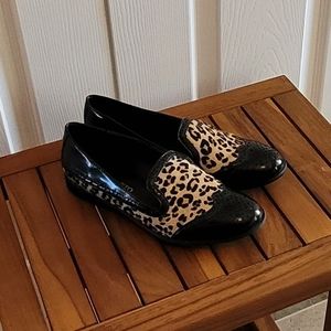 Franco Sarto Animal Print Calf Hair Loafers – Size 6.5